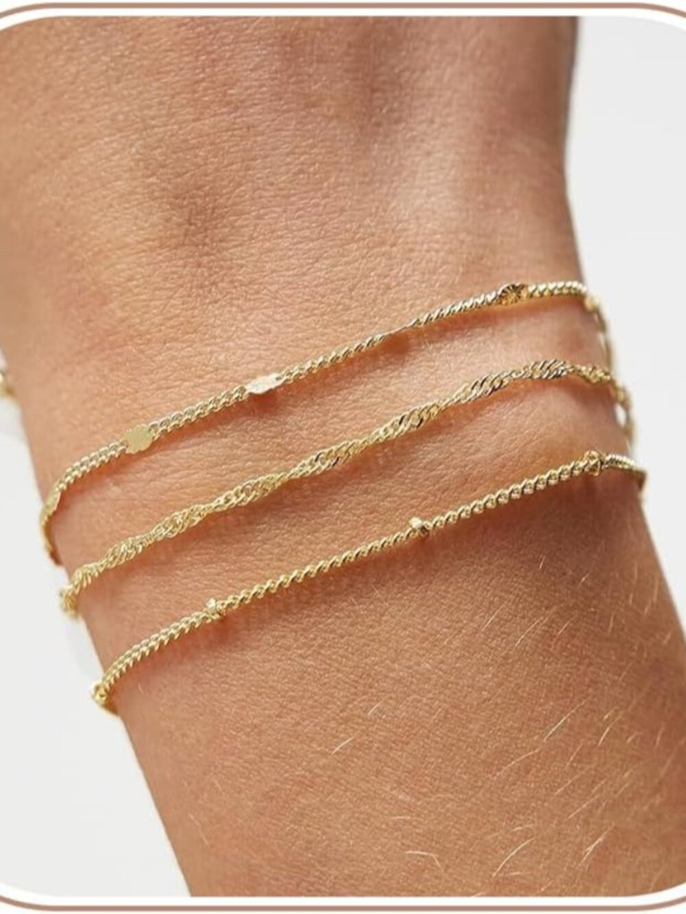 Dainty Bracelet for Women 14K Gold Plated Cross Pearl CZ Leaf Bracelets Set Gold